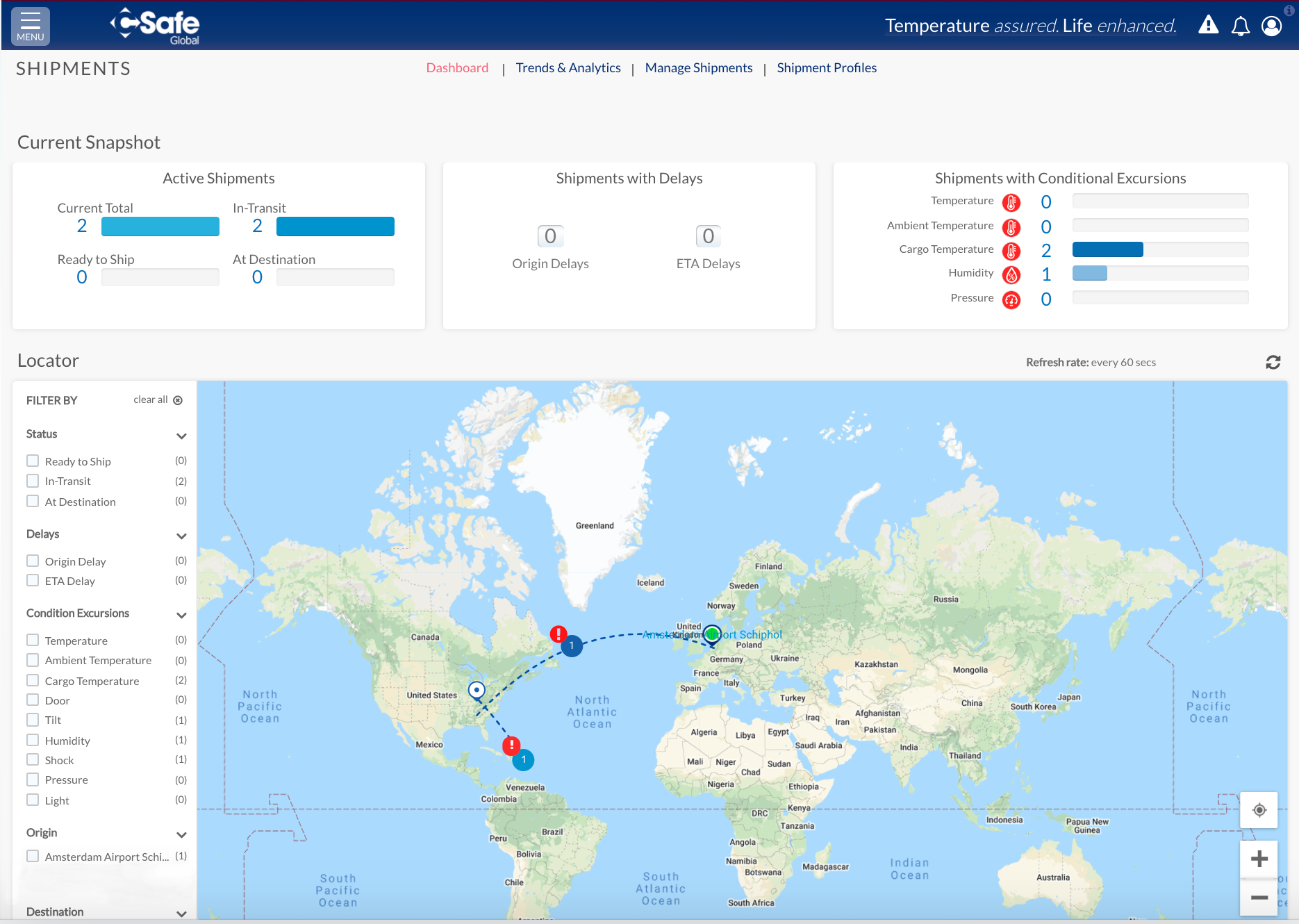 CSafe Shipment Visibility Dashboard