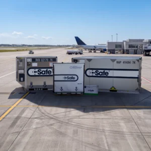 CSafe Products on an airport tarmac during a heatwave, maintaining proper temperature control and safe delivery.